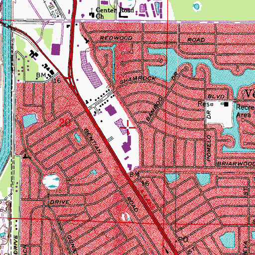Topographic Map of North Port Center, FL