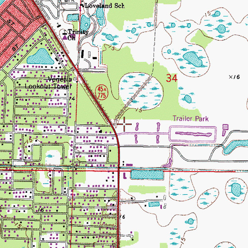 Topographic Map of Rialto Shopping Center, FL