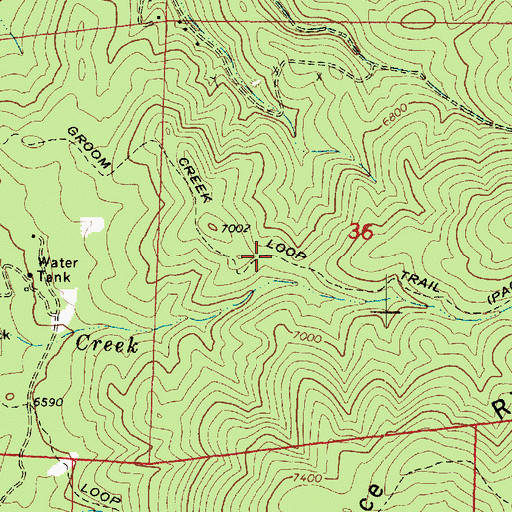 Topographic Map of Groom Creek Loop Trail, AZ