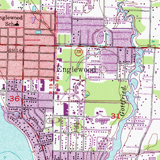 Topographic Map of Englewood Shopping Center, FL
