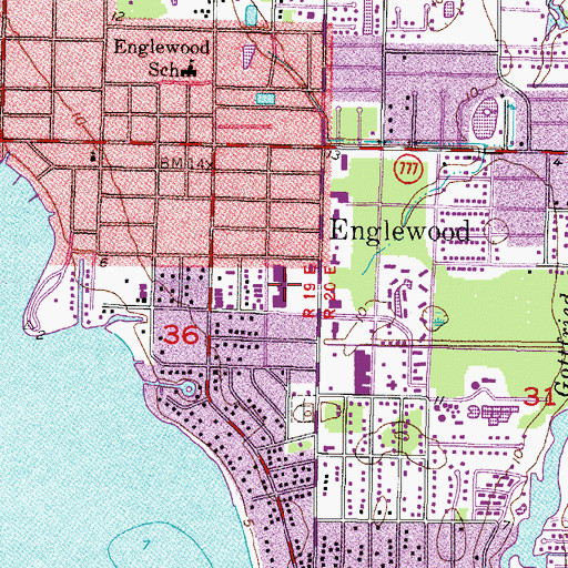 Topographic Map of The Englewood Square Shopping Center, FL