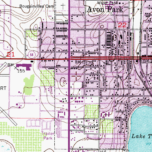 Topographic Map of Avon Square, FL