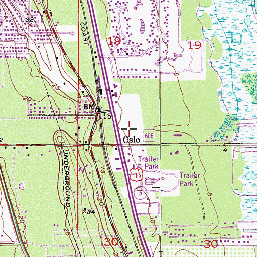 Topographic Map of Oslo Square, FL