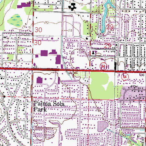 Topographic Map of Manatee Plaza, FL