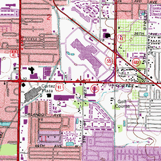 Topographic Map of Manatee County Shopping Center, FL