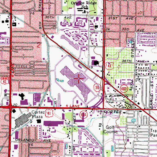 Topographic Map of De Soto Square, FL