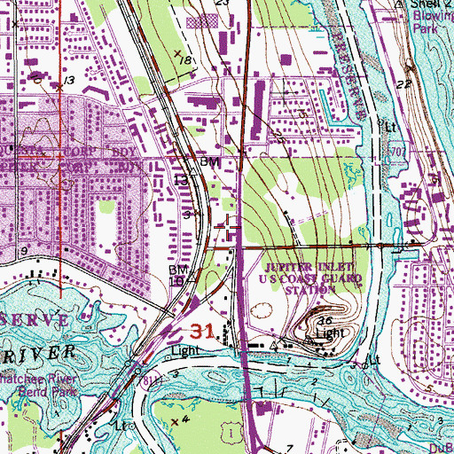 Topographic Map of Concourse Village Shopping Center, FL
