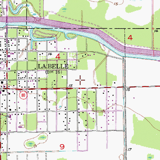 Topographic Map of LaBelle Plaza, FL
