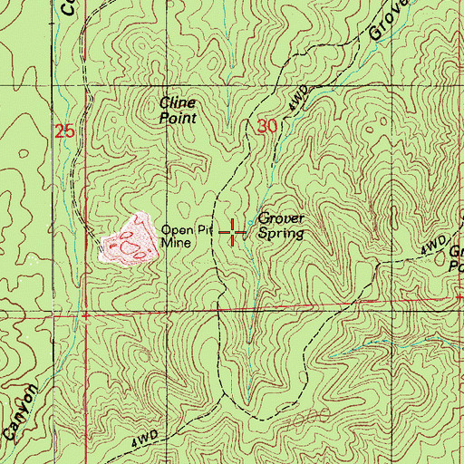 Topographic Map of Grover Spring, AZ