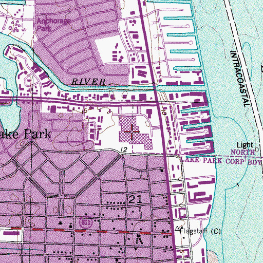 Topographic Map of Ocean Mall, FL