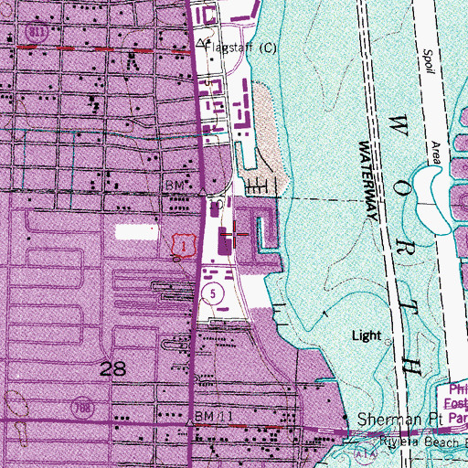 Topographic Map of Riviera Beach Shopping Center, FL