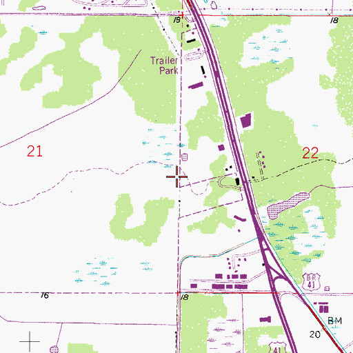 Topographic Map of Hancock Bridge Square, FL