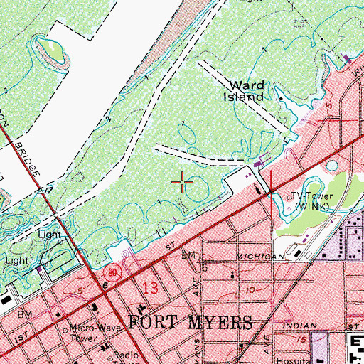 Topographic Map of Outlet World of Fort Myers, FL