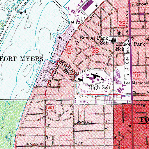 Topographic Map of Fowler Street Shopping Center, FL