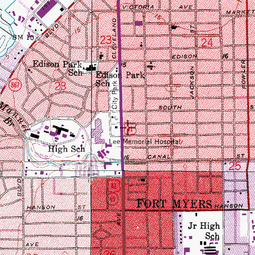 Topographic Map of Edison Square, FL