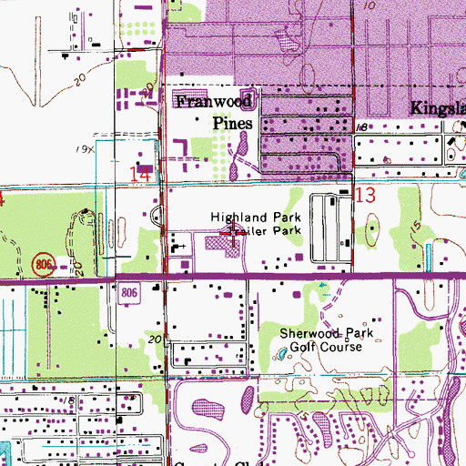 Topographic Map of Delray Square, FL