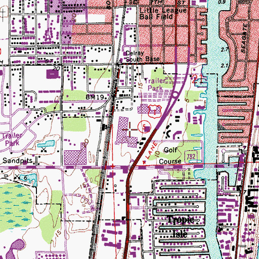 Topographic Map of Delray Mall, FL