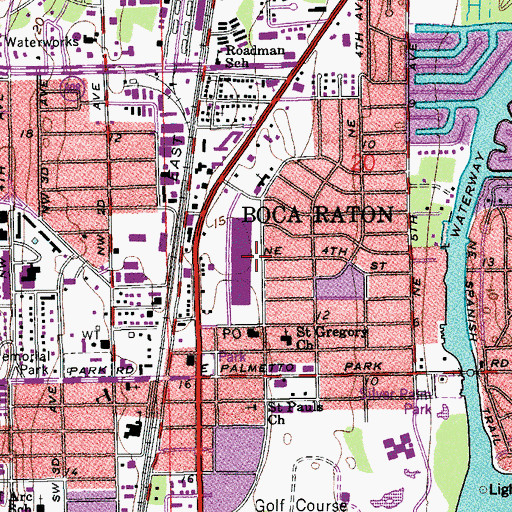 Topographic Map of Boca Raton Mall, FL