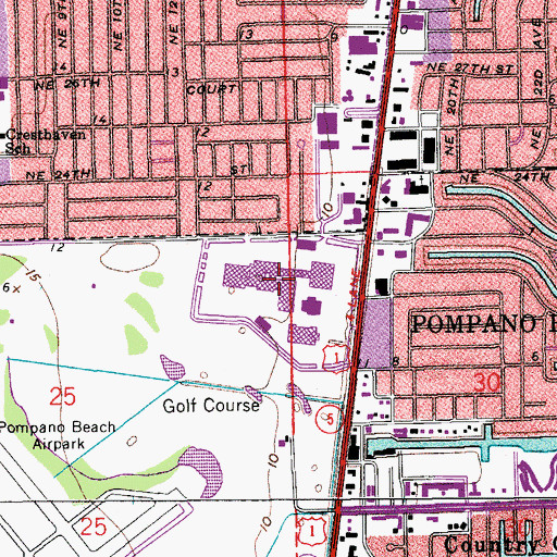 Topographic Map of Pompano Square, FL