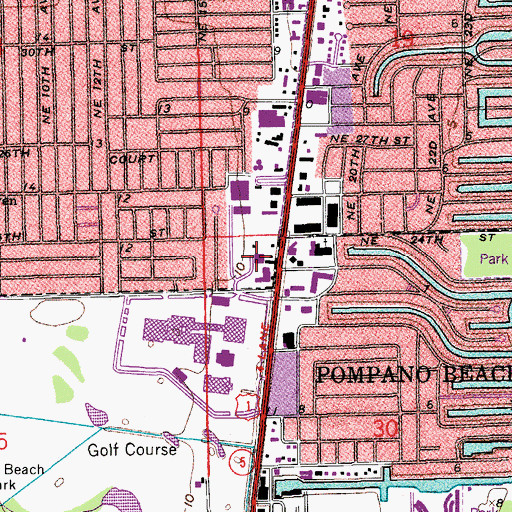 Topographic Map of Pompano Center, FL