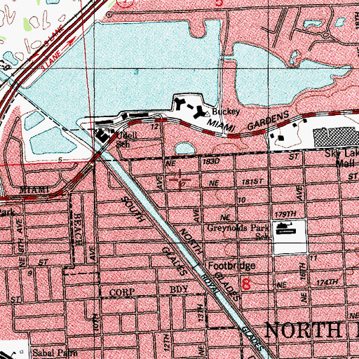 Topographic Map of Skylake Mall, FL
