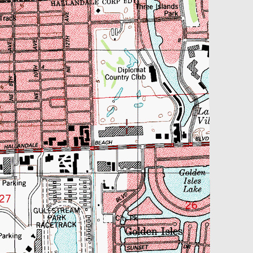 Topographic Map of Diplomat Mall Shopping Center, FL