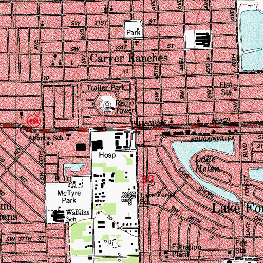 Topographic Map of Ramblewood South Center, FL