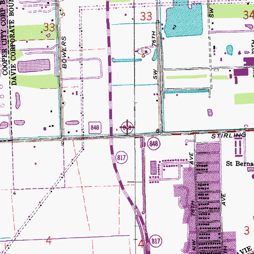 Topographic Map of Davie Country Stores Shopping Center, FL