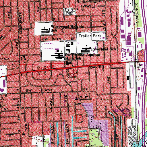 Topographic Map of Riverland Shopping Center, FL