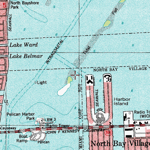 Topographic Map of Lincoln Road Mall, FL