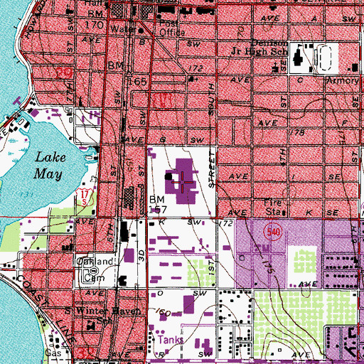 Topographic Map of Winter Haven Mall, FL