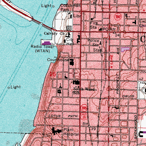 Topographic Map of Gulf-to-Bay Plaza, FL