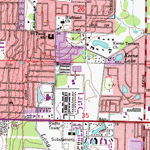 Topographic Map of Market Place West Shopping Center, FL