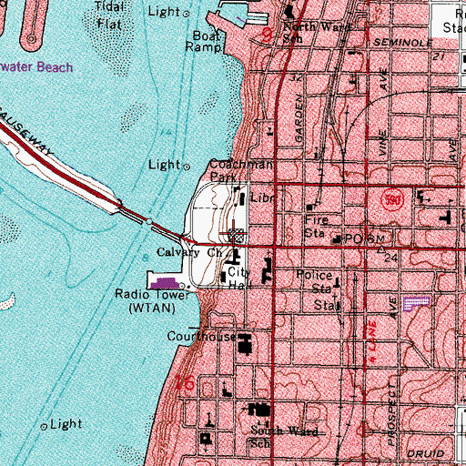 Topographic Map of Island Estates Mall, FL