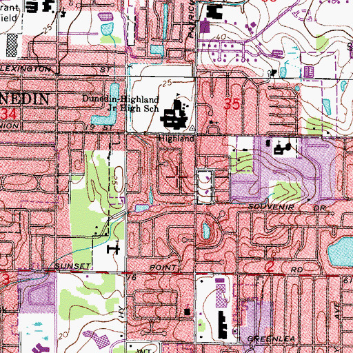 Topographic Map of Highland Square, FL