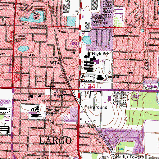 Topographic Map of The Orange Grove Shopping Center, FL
