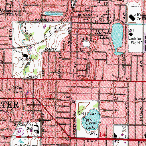 Topographic Map of Master Key of Countryside Shopping Center, FL