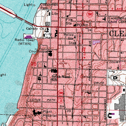 Topographic Map of Bellair Cove Shopping Center, FL