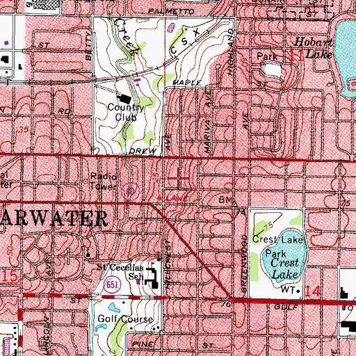 Topographic Map of Grenada Shopping Center, FL