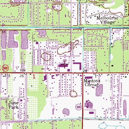 Topographic Map of Mintons Corner Shopping Center, FL