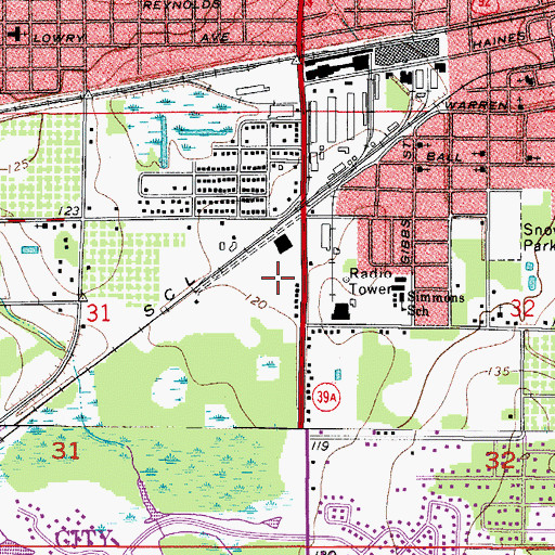 Topographic Map of Plant City Shopping Center, FL
