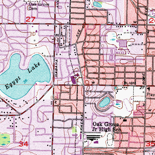 Topographic Map of Armenia Shopping Center, FL