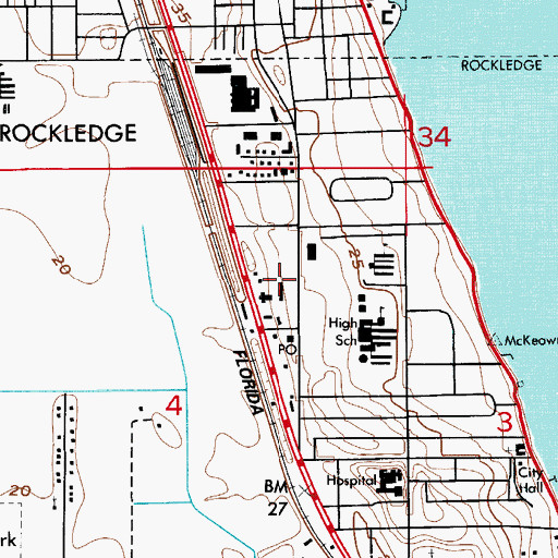 Topographic Map of Peddlers Village Mall, FL