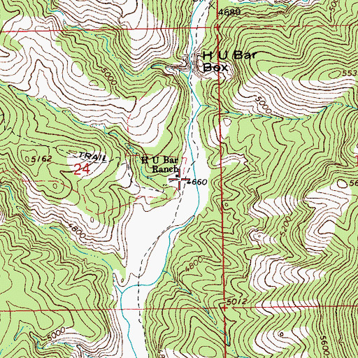 Topographic Map of H U Bar Ranch, AZ