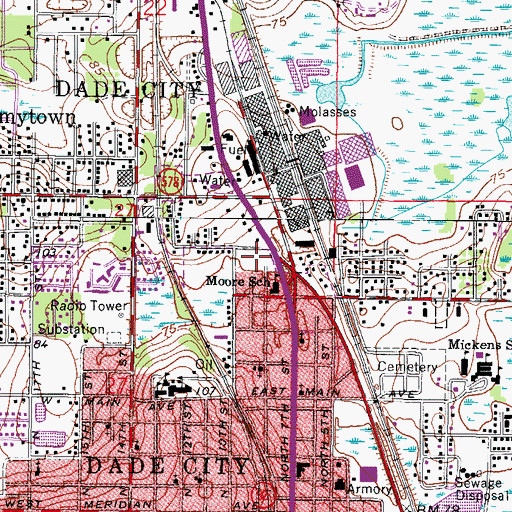 Topographic Map of Dade Village Shopping Center, FL