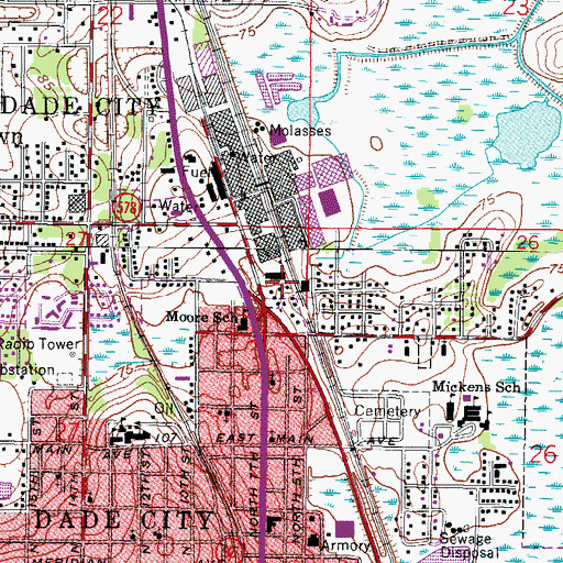 Topographic Map of Dade City Plaza, FL