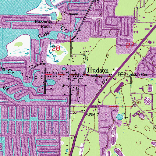 Topographic Map of Hudson Square, FL
