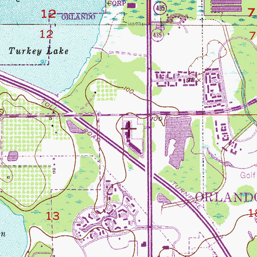 Topographic Map of Turkey Lake Village Center, FL