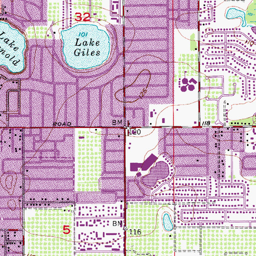 Topographic Map of Conway Center, FL