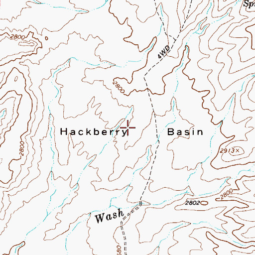 Topographic Map of Hackberry Basin, AZ